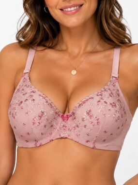 La Vie en Rose Sleekback Bra Underwire Pink Lace Size 38D Floral